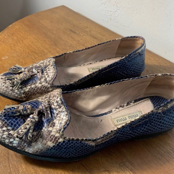 Miu Miu blue snake leather flats 💖🤩 - Picture 2 of 7